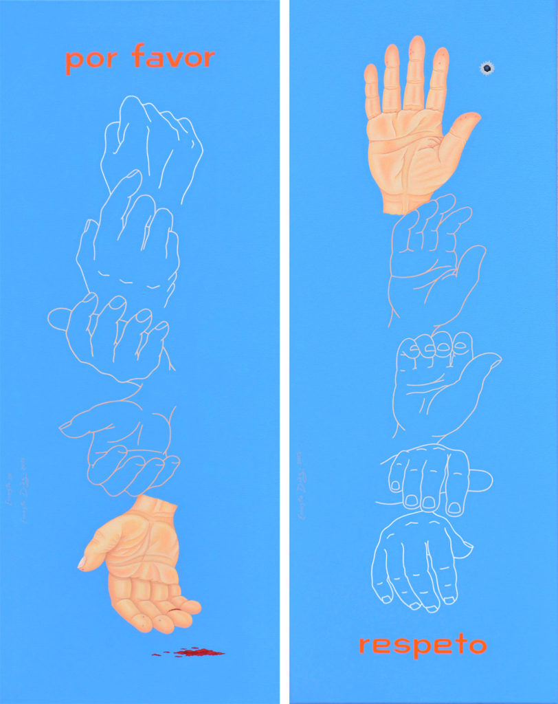 PEDIR - EXIGIR | 30 x 80 cms. c/u. Óleo y Acrílico sobre tela. 2015