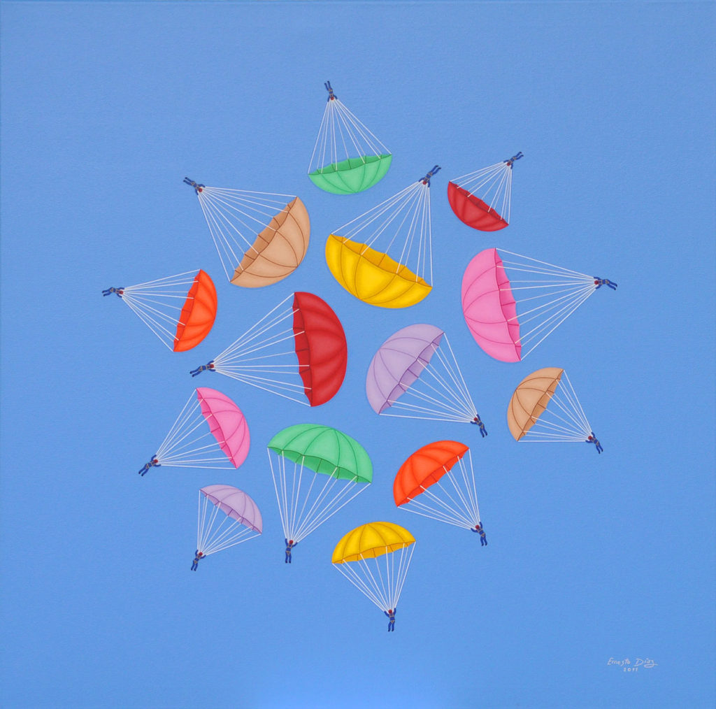 PIQUETE AÉREO | 80 x 80 cms. Óleo y Acrílico sobre tela. 2011