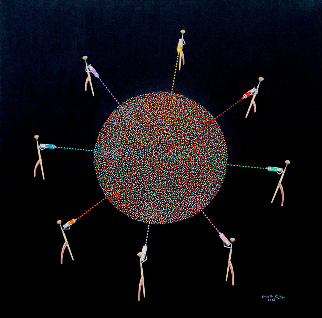 LA REVANCHA DE LA MANCHA | 80 x 80 cms. Óleo y Acrílico sobre tela. 2016